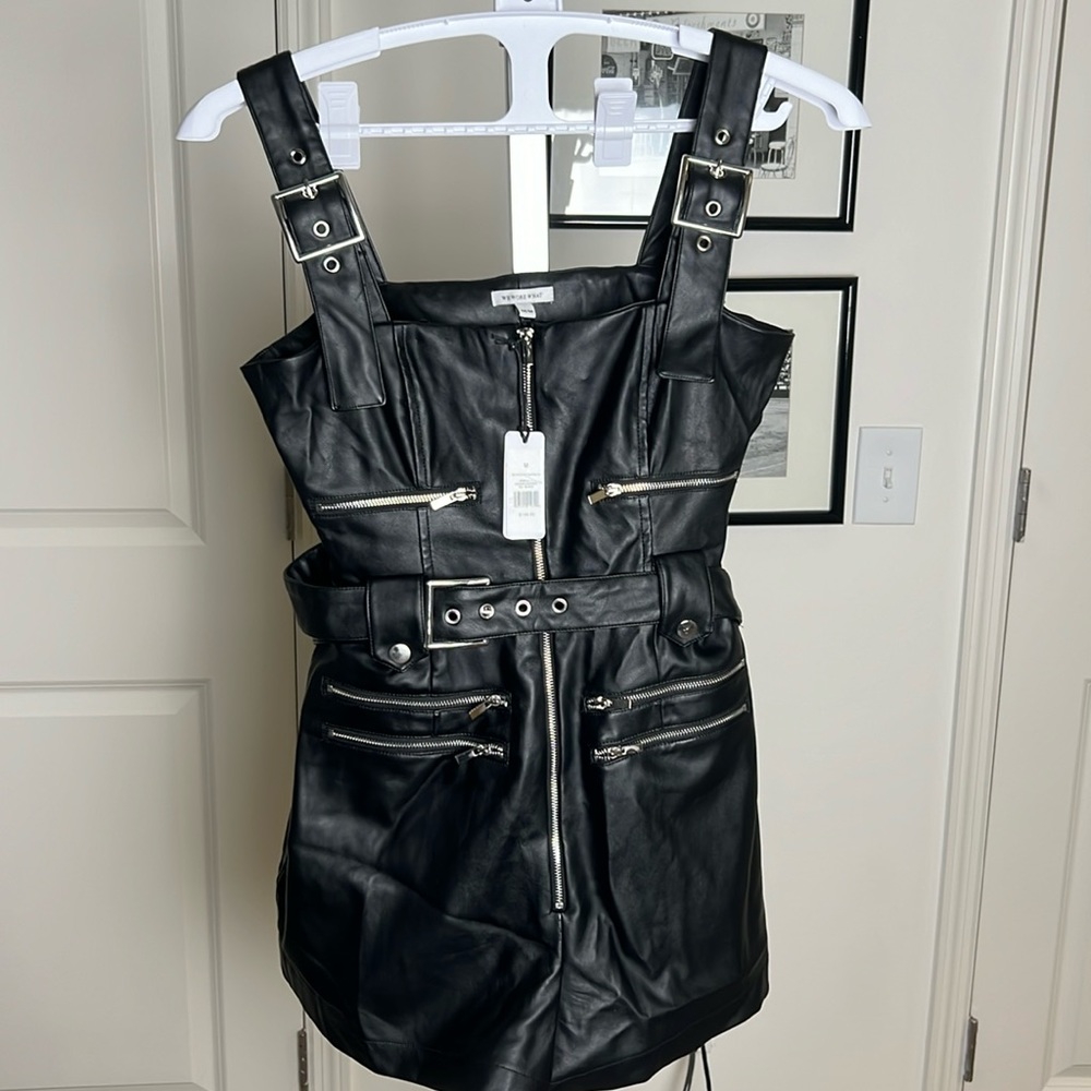 We Wore What Leather Romper